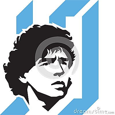 Footballer Diego Maradona vector isolated portrait stylized illustration Vector Illustration