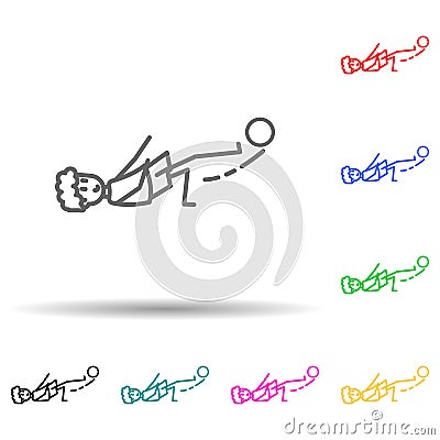 footballer in subcategory multi color style icon. Simple thin line, outline vector of soccer in action icons for ui and ux, Stock Photo