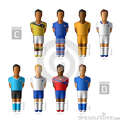 Footballers, soccer players. Brazil 2014. Vector Illustration