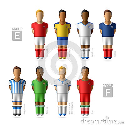 Footballers, soccer players. Brazil 2014. Vector Illustration