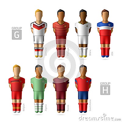 Footballers, soccer players. Brazil 2014. Vector Illustration