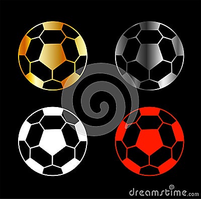 Footballs on black background Vector Illustration