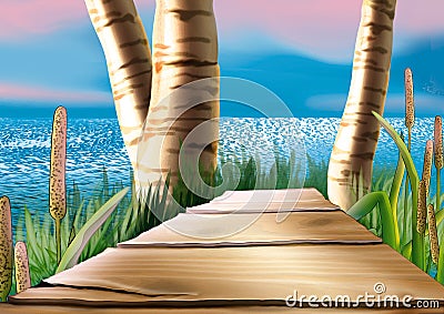 Footbridge Cartoon Illustration