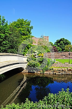 Footbridge over River Anker, Tamworth. Stock Photo