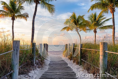 Footbridge to the beach Stock Photo