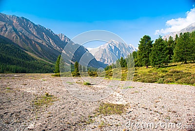 At the foothills of Aktru glacier, Altay mountain Stock Photo