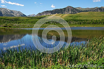 Foothills and lake Stock Photo