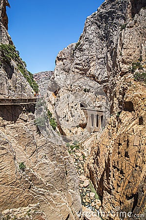 Foothpath of El Caminito del Rey King`s Little Path, Spain Stock Photo