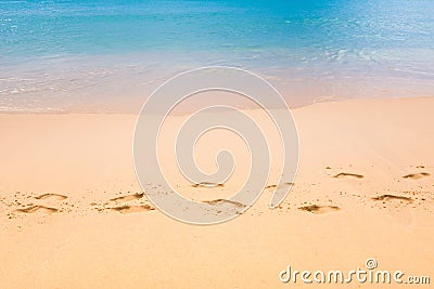 Footmark in the Sand on Beach at Thailand Stock Photo