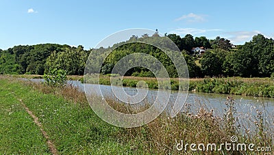 Footpath and banks of Canal of Briare Stock Photo