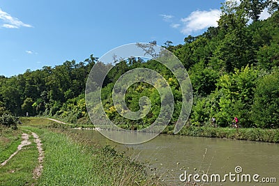 Footpath and banks of Canal of Briare Stock Photo