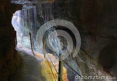 Footpath trough Partnach Gorge. Stock Photo