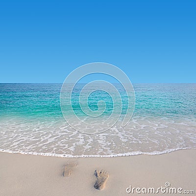 Footprint on the beach Stock Photo