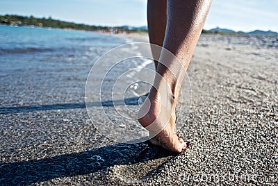 Footprint on beach Stock Photo