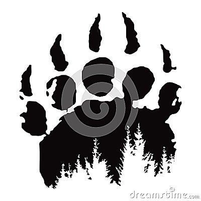 Footprint, bear paw print Vector Illustration