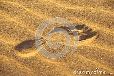 Footprint in the desert Stock Photo