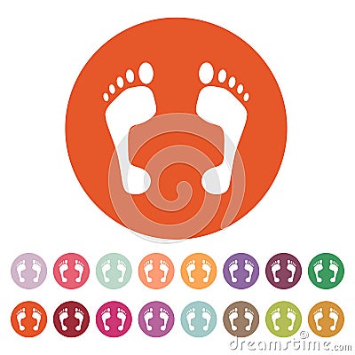 The footprint icon. foot symbol. Flat Vector Illustration