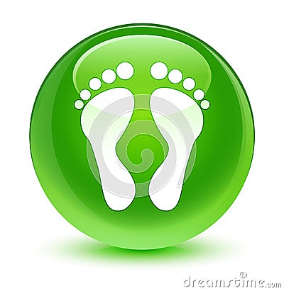 Footprint icon glassy green round button Cartoon Illustration