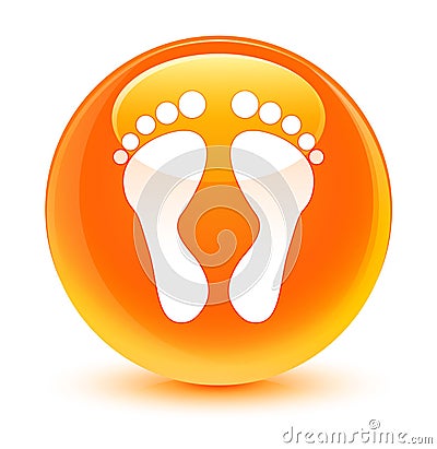 Footprint icon glassy orange round button Cartoon Illustration