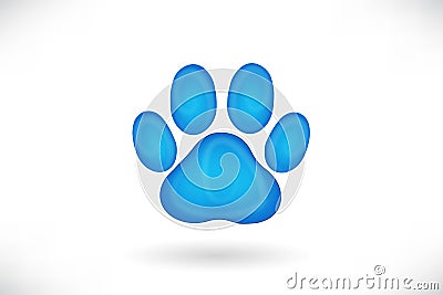 Footprint dog logo blue vector Vector Illustration