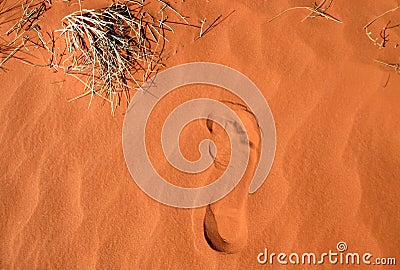 Footprint in a red sand Stock Photo