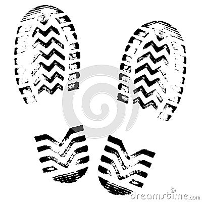 Footprint, silhouette vector. Shoe soles print. Foot print tread, boots, sneakers. Impression icon. Vector Illustration