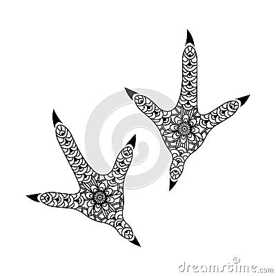 Footprint Stylized Rooster Vector Illustration