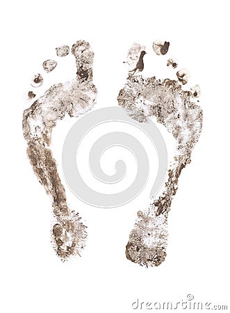 Footprints of bare feet Stock Photo