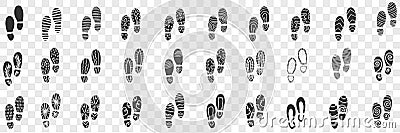 Footprints of boots doodle set Vector Illustration