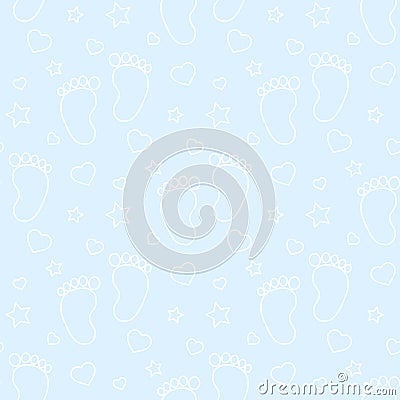 seamless baby footprints background and pattern vector illustration Vector Illustration