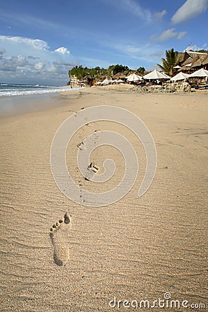 Footprints, Dreamland, Bali Stock Photo