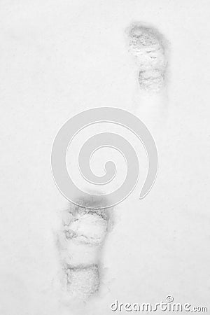 Footprints in fresh snow Stock Photo