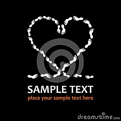 Footprints heart Vector Illustration