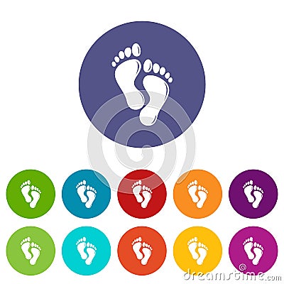 Footprints icons set vector color Vector Illustration