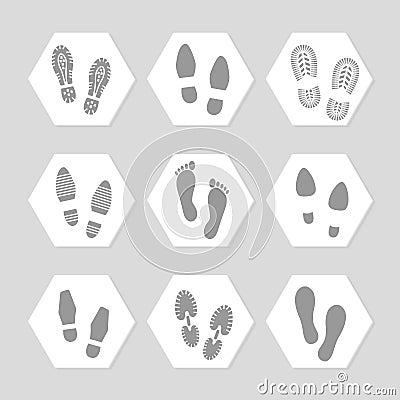 Footprints icons - female, male Vector Illustration