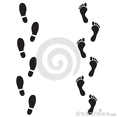 Footprints isolated on white background. Vector Illustration