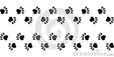 Footprints paws dog cat right and left, vector trail animal Vector Illustration