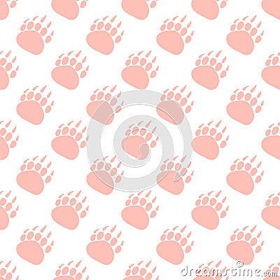 Footprints, paws, pink prints of a dog, cat Vector Illustration