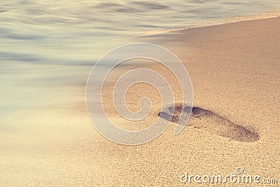 Footprints in sand. Stock Photo