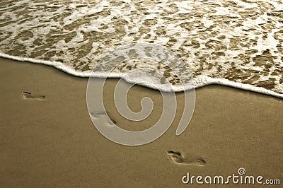 Footprints in the sand. Stock Photo