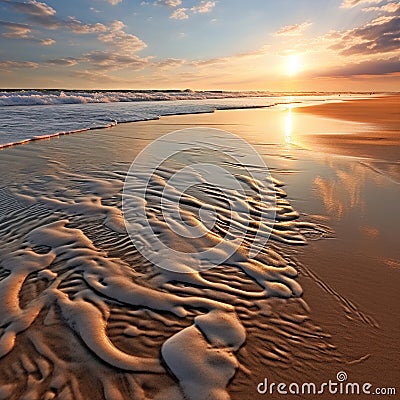 Footprints of Time: Traces of Life in Sand Patterns Stock Photo