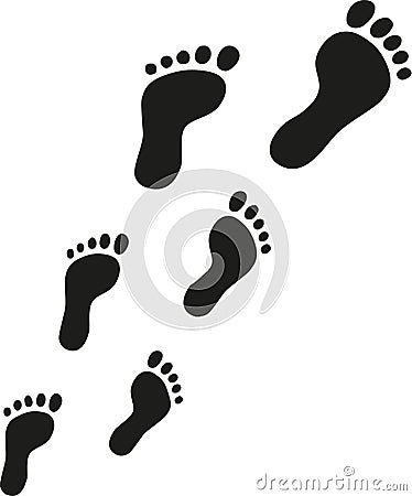 Footprints - walking human feet Vector Illustration