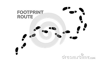 Footsteps footprint trekking route. Follow foot steps track human trail, Walker path print Vector Illustration