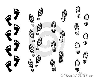 Footsteps isolate on white background. Footprint symbols vector illustrations set Vector Illustration