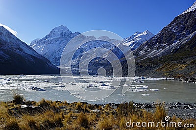 Footsteps of Lord of the Rings: Mount Cook New Zealand Stock Photo