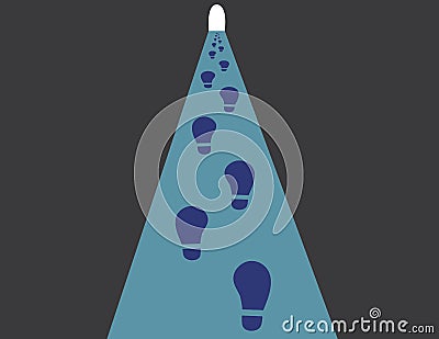 Footsteps of one person under dark tunnel to the success or end of the path vector illustration Vector Illustration