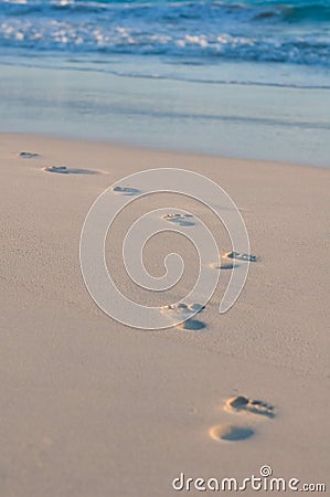 Footsteps in the Sand Stock Photo