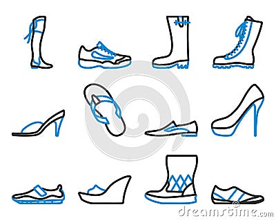 Footwear Icon Set Vector Illustration