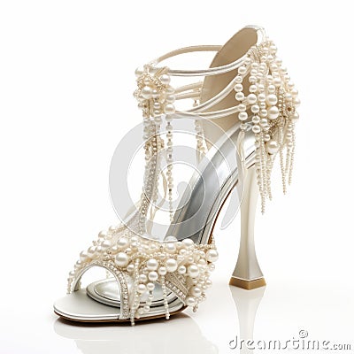 footwear with soft base material of white satin Stock Photo