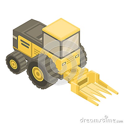 Forage harvester icon, isometric style Vector Illustration